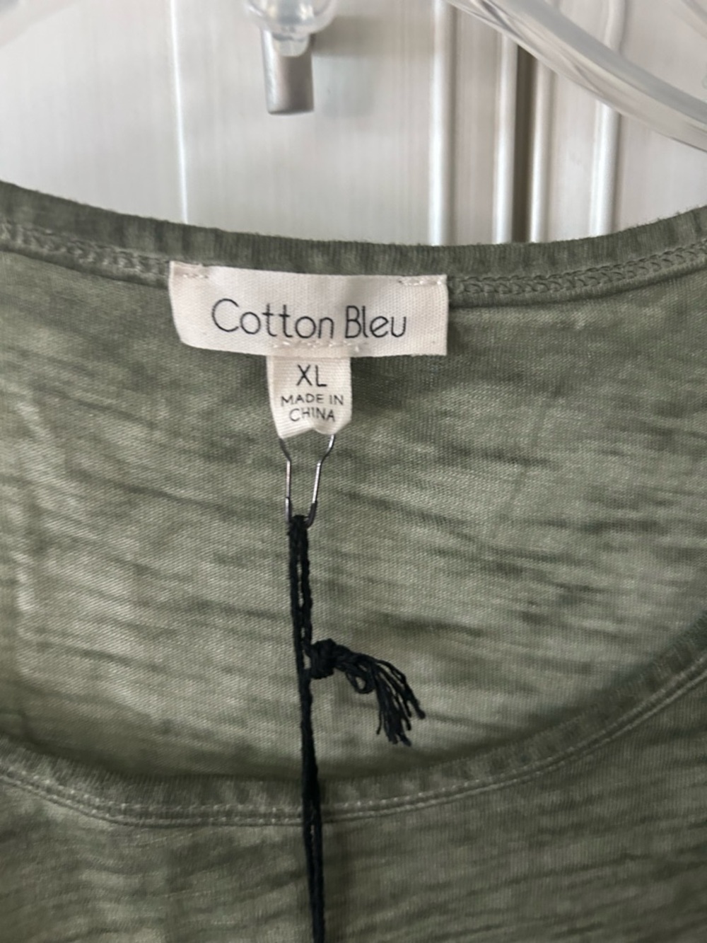 Cotton Bleu Olive Green Short Sleeve Women's Tee with Decorative Hem - Picture 4 of 7